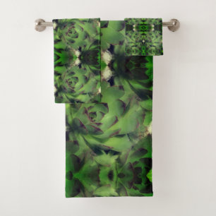 Succulents Hens And Chicks Abstract Bath Towel Set