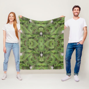 Succulents Hens And Chicks Abstract Pattern Fleece Blanket