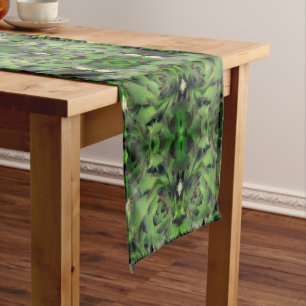 Succulents Hens And Chicks Abstract Short Table Runner