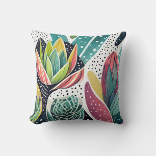 Succulents in green and pink cushion
