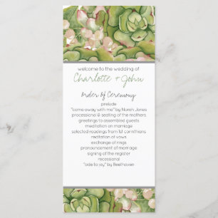 Succulents in lantern Rustic Wedding programs Programme