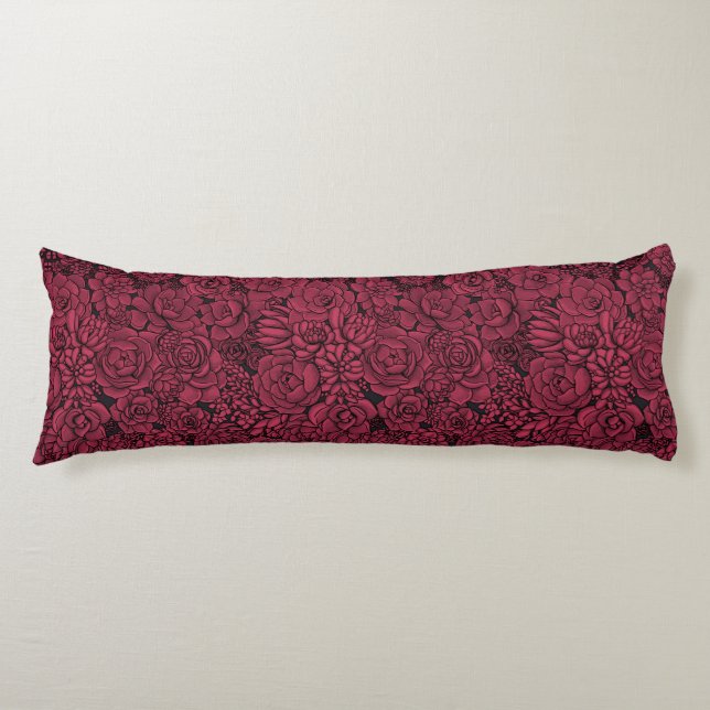 Succulents in Viva Magenta- Colour of the Year 202 Body Cushion (Front)