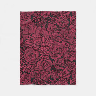 Succulents in Viva Magenta- Colour of the Year 202 Fleece Blanket