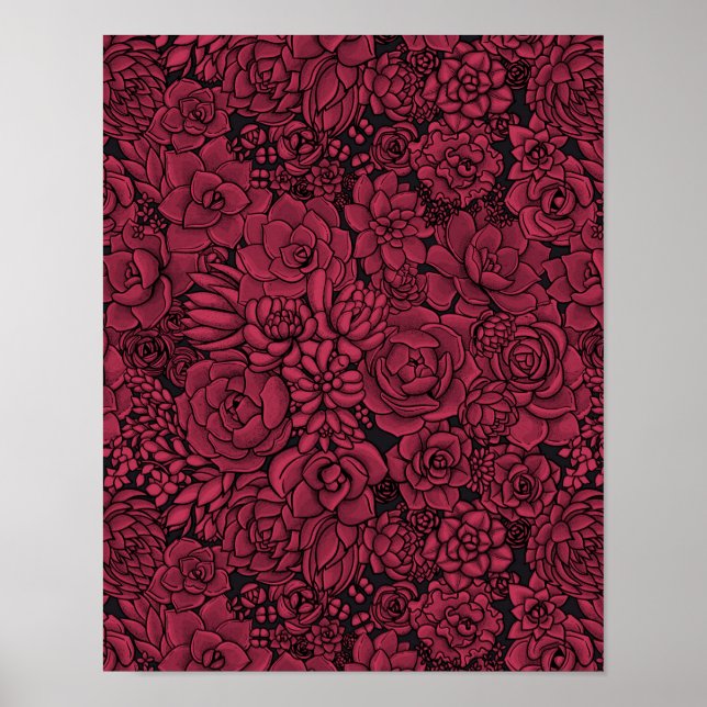 Succulents in Viva Magenta- Colour of the Year 202 Poster (Front)