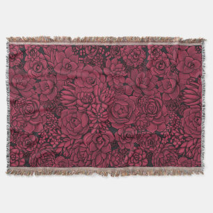 Succulents in Viva Magenta- Colour of the Year 202 Throw Blanket