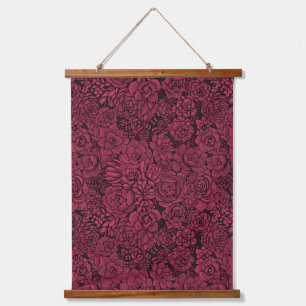 Succulents in Viva Magenta- Colour of the Year Hanging Tapestry