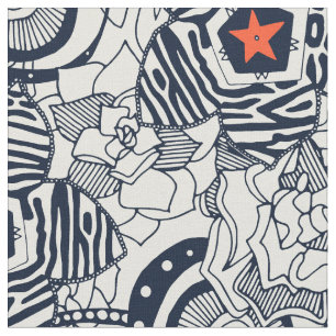 succulents ivory orange star fabric