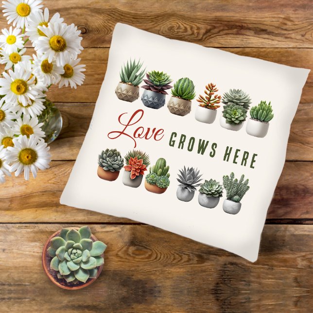 Succulents Love Grow Here  Cushion (Creator Uploaded)