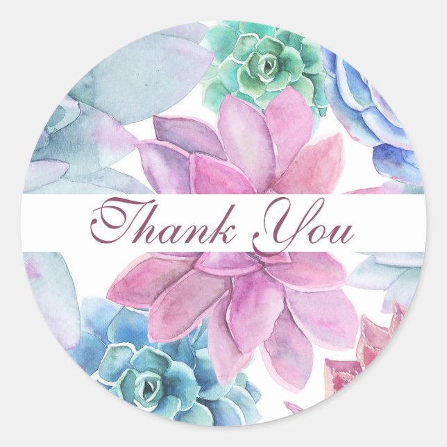 Succulents Marble Chic Bridal Shower Fiesta Favour Classic Round Sticker (Front)