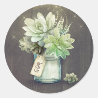 Succulents Mason Jar Rustic Wedding Initials