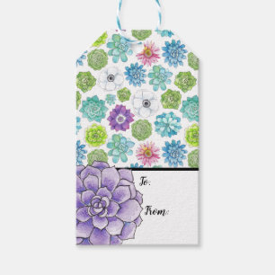 Succulents - multicolored - 2 sided - customisable gift tags