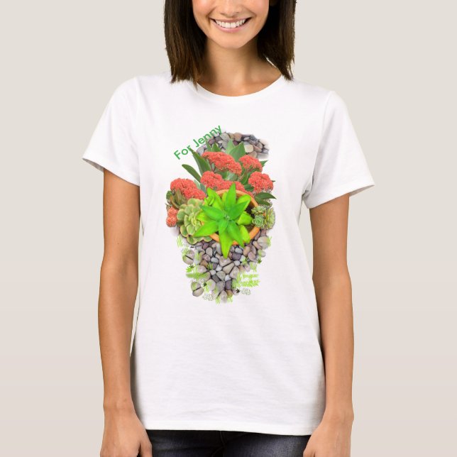 Succulents on garden pebbles T-Shirt (Front)