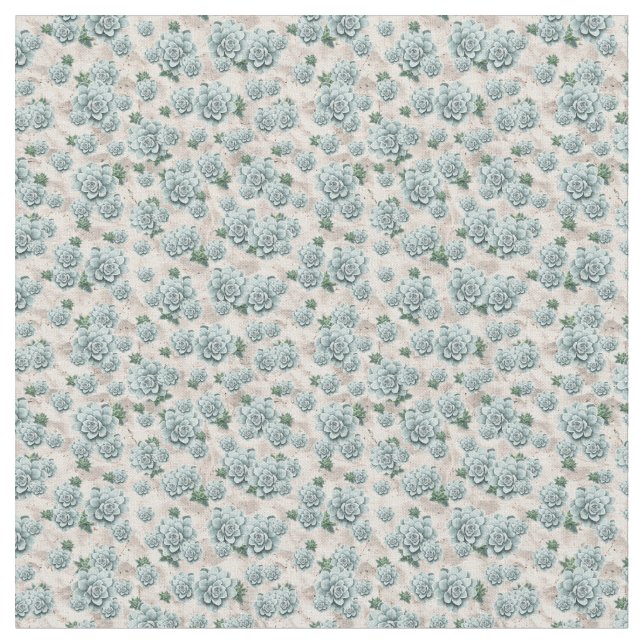 Succulents on the Beach Pattern Fabric (Close Up)