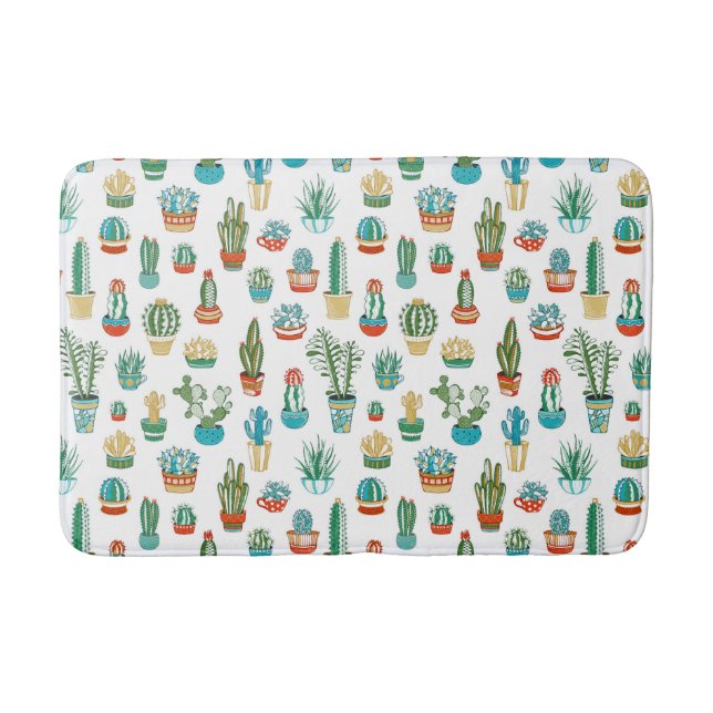 Succulents Pattern Bath Mat (Front)