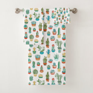 Succulents Pattern Bath Towel Set