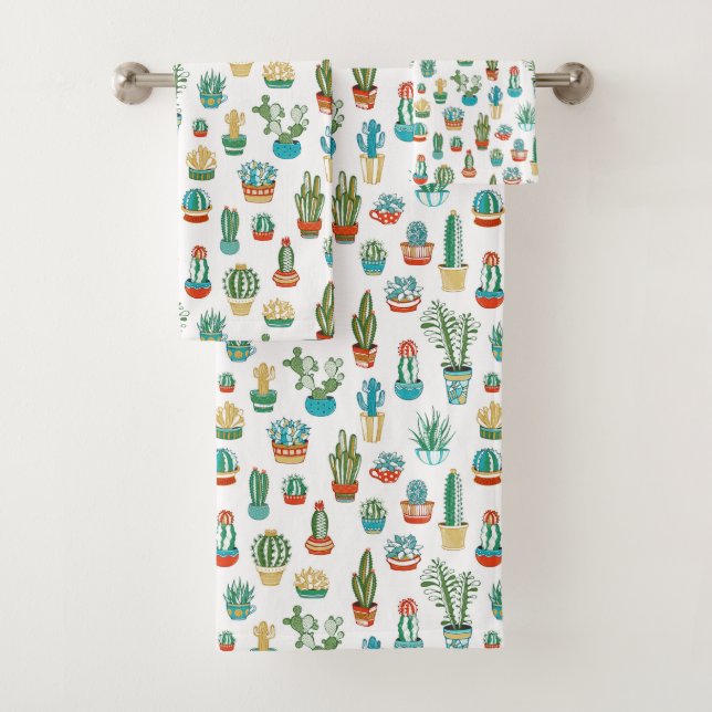 Succulents Pattern Bath Towel Set (Insitu)