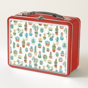 Succulents Pattern Metal Lunch Box