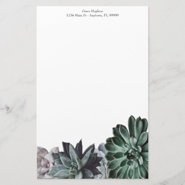 Succulents Personalised Stationery (Front)