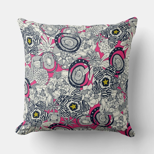 succulents pink chartreuse star cushion (Front)
