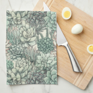 Succulents Plants Tea Towel