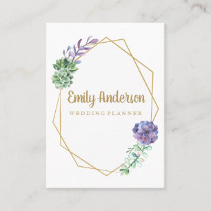 Succulents purple gold hello card