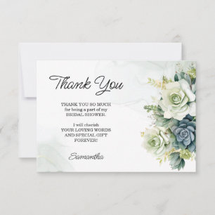 Succulents, roses and greenery Bridal Shower Thank You Card