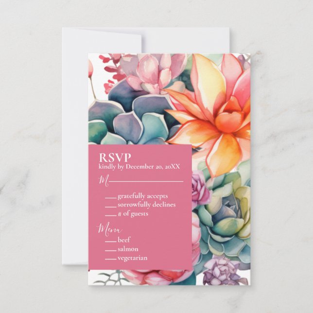 Succulents RSVP Response Card (Front)