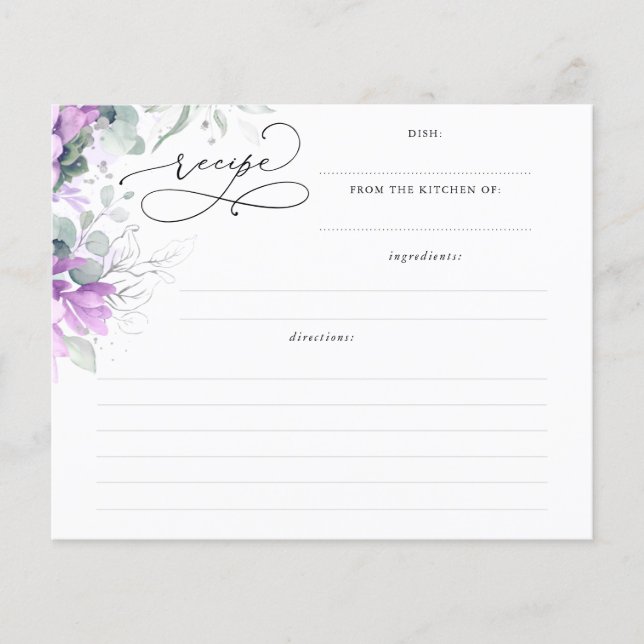 Succulents Silver Greenery Bridal Shower Recipe (Front)