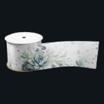Succulents Silver Greenery Elegant Botanical Satin Ribbon<br><div class="desc">Succulents and silver leaves greenery satin ribbon</div>