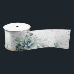 Succulents Silver Greenery Elegant Botanical Satin Ribbon<br><div class="desc">Succulents and silver leaves greenery satin ribbon</div>
