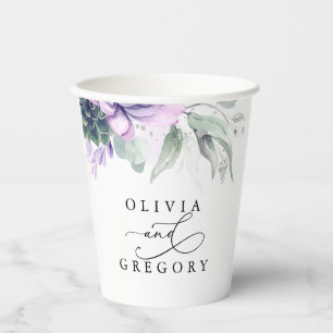 Succulents Silver Greenery Elegant Modern Wedding Paper Cups