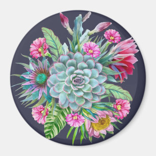 Succulents tropical garden magnet