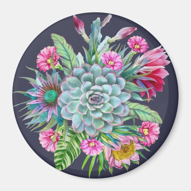 Succulents tropical garden magnet (Front)