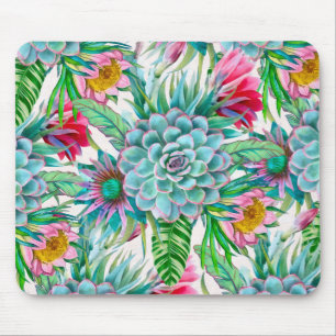 Succulents tropical garden mouse pad