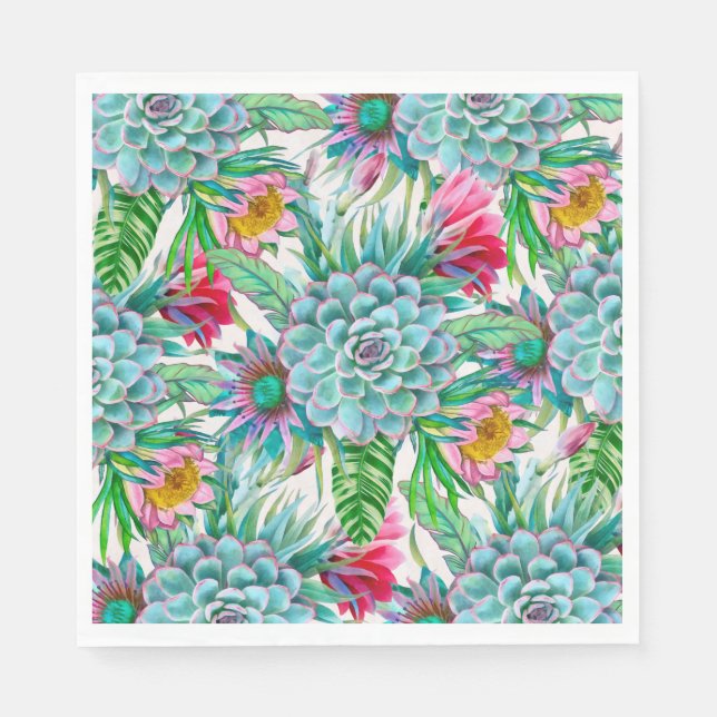 Succulents tropical garden napkin (Front)