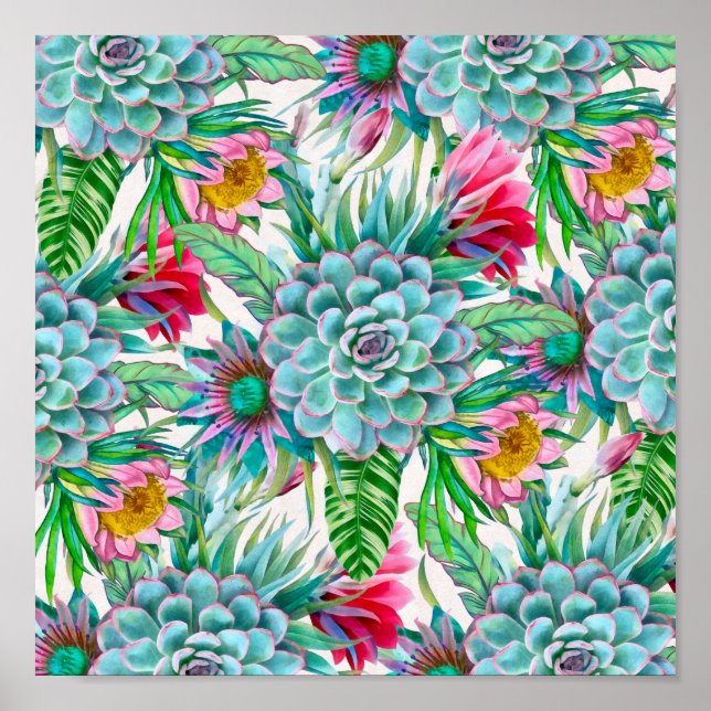 Succulents tropical garden poster (Front)