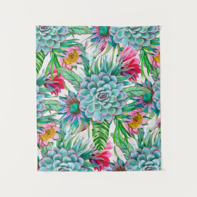 Succulents tropical garden tapestry (Front)