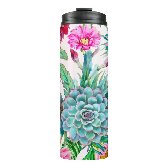 Succulents tropical garden thermal tumbler (Front)