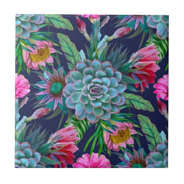 Succulents tropical garden tile (Front)