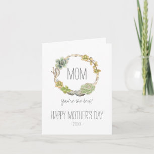 Succulents, Twigs and Stones   Mother's Day Card
