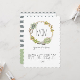 Succulents, Twigs and Stones Mother's Day Card
