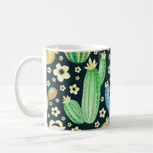 Succulents Watercolor Cactus Floral Pattern Coffee Mug