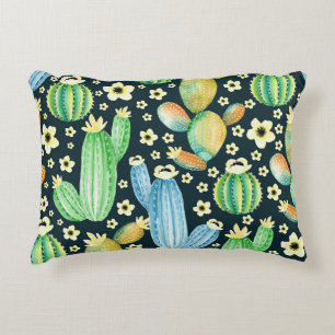 Succulents Watercolor Cactus Floral Pattern Decorative Cushion