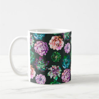 Succulents watercolor illustration pattern coffee mug