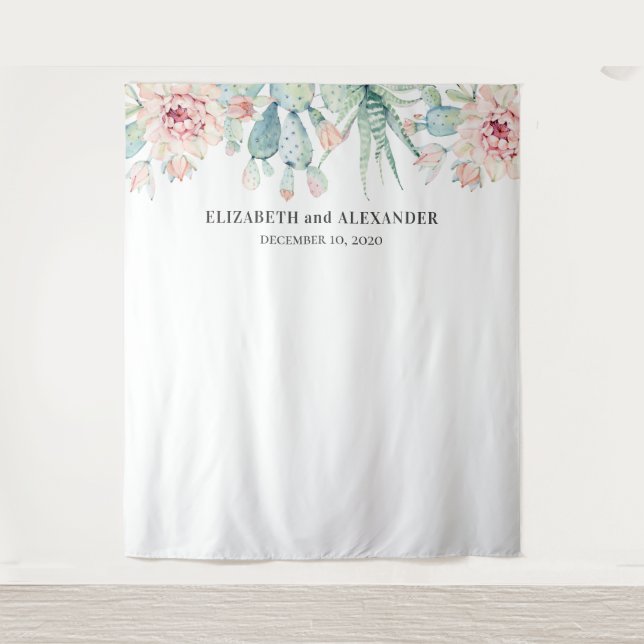 Succulents wedding backdrop. Cactus background Tapestry (Front)