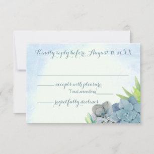 Succulents Wedding Blue Watercolor RSVP