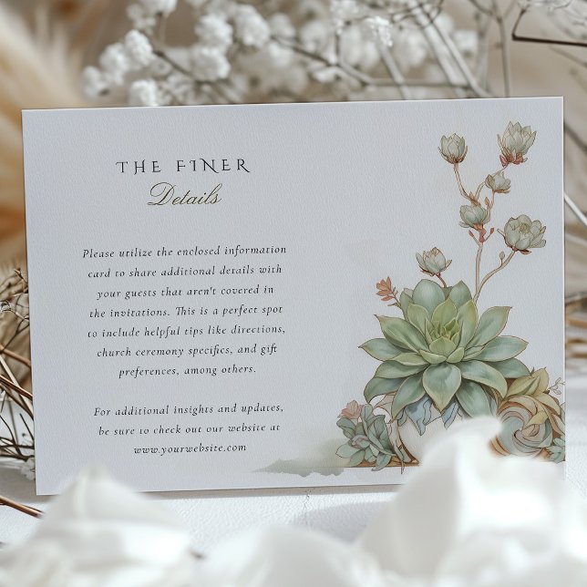 Succulents Wedding Information Card Vintage (Creator Uploaded)