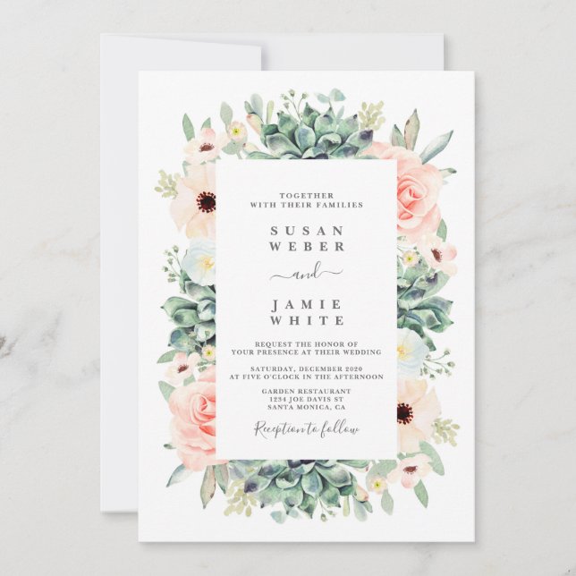 Succulents wedding Invitation (Front)
