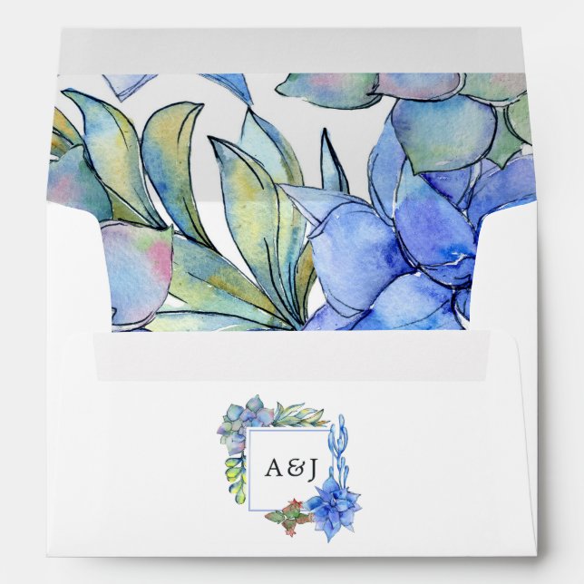 Succulents Wedding Monogram Envelope (Back (Bottom))
