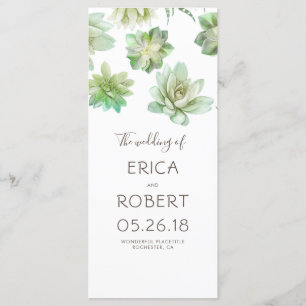 Succulents Wedding Programs Programme